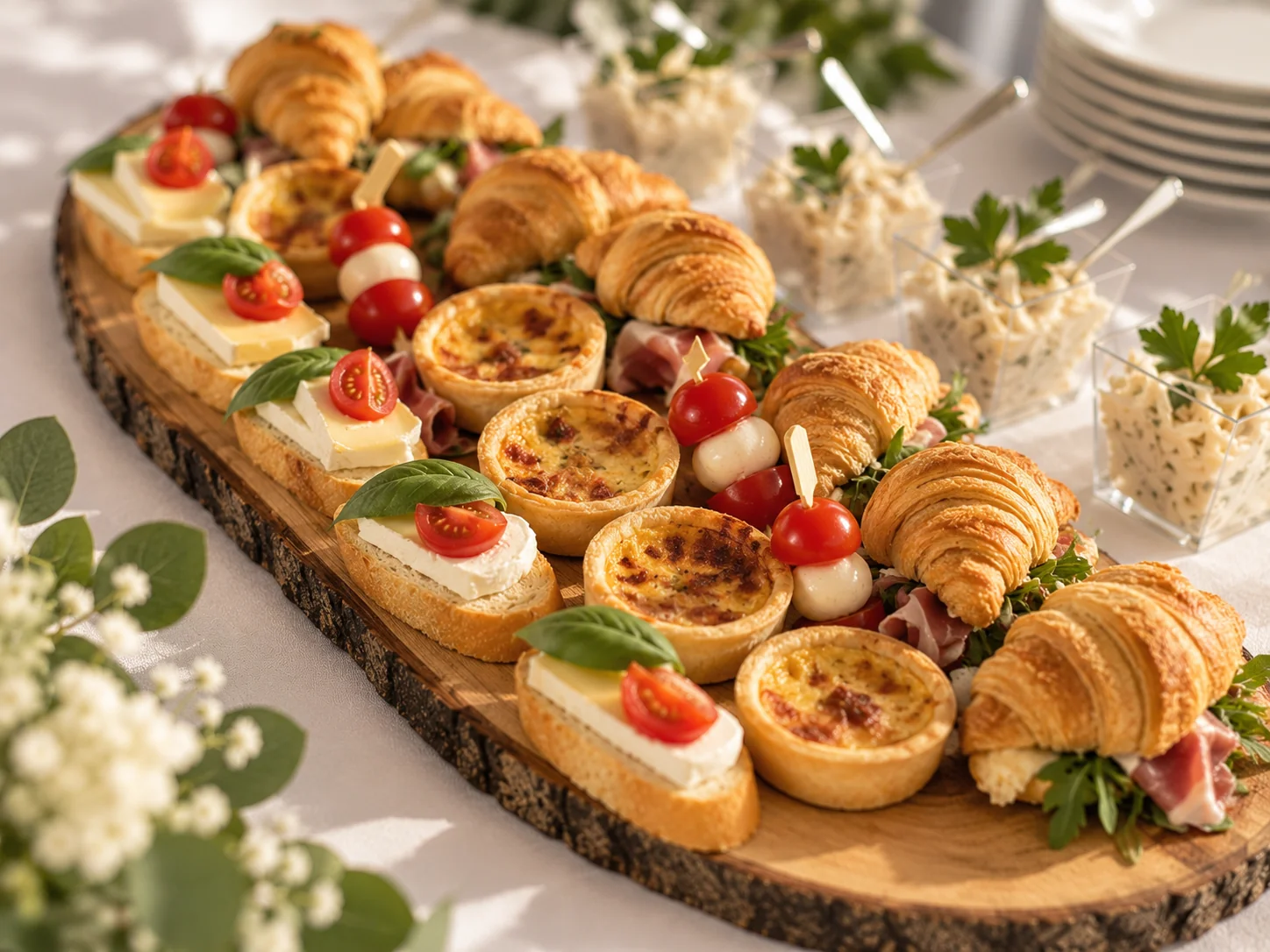 Kanapei, mini quiche i kroasani